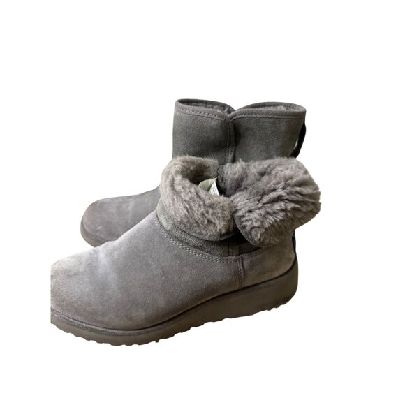 Ugg Womens Classic Short Grey Suede Shearling Boots Size 5.5 - Picture 10 of 14